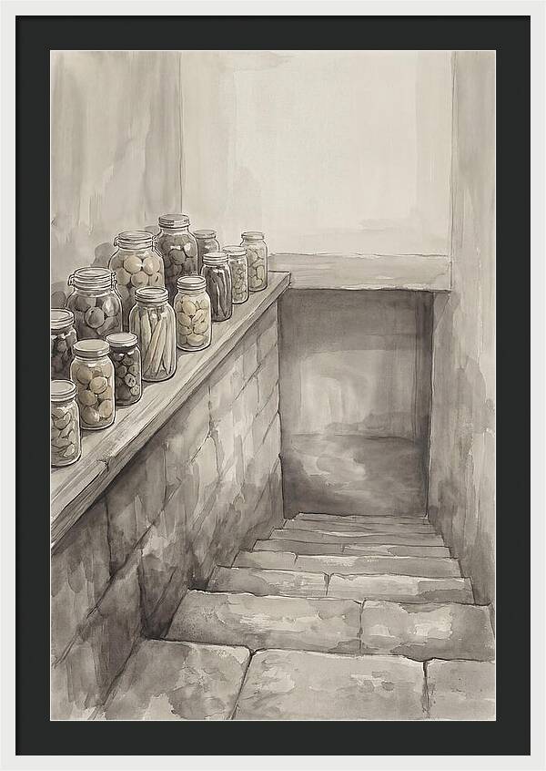 Stone Cellar Steps With Preserves