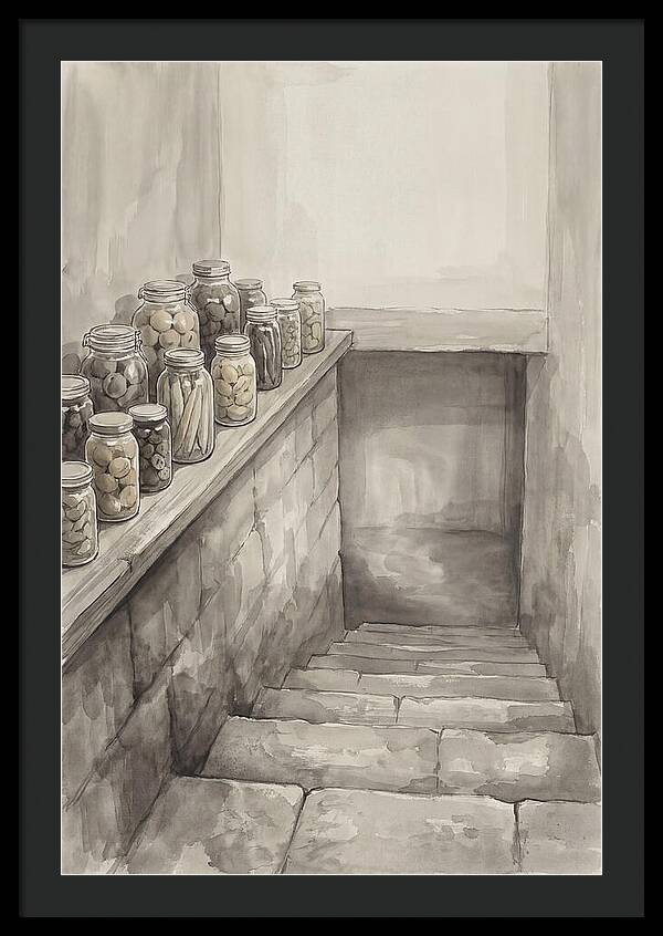Stone Cellar Steps With Preserves