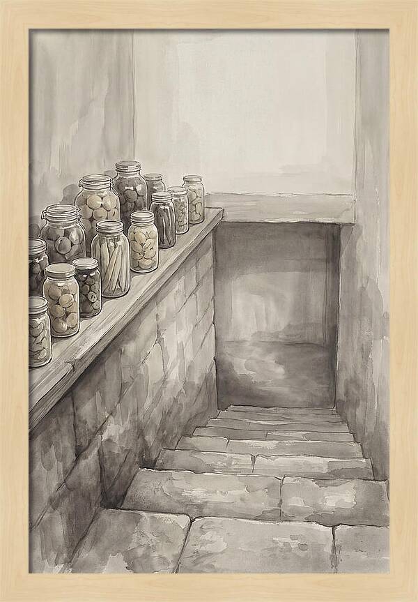Stone Cellar Steps With Preserves