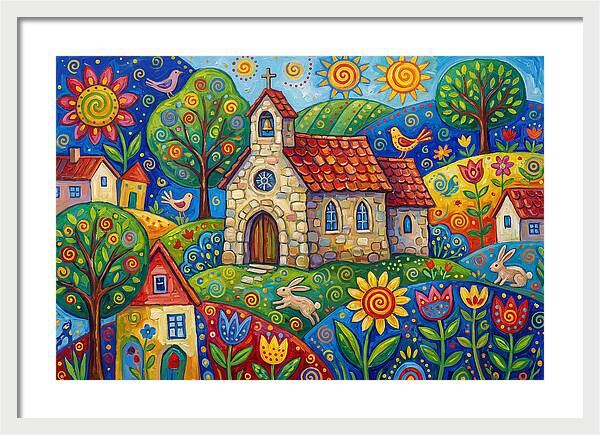 Stone Chapel In A Vibrant Landscape