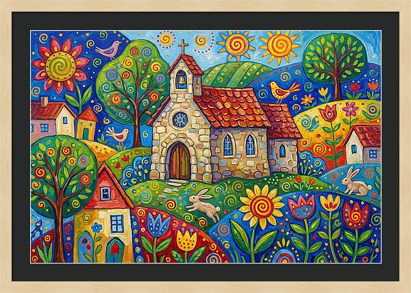 Stone Chapel In A Vibrant Landscape