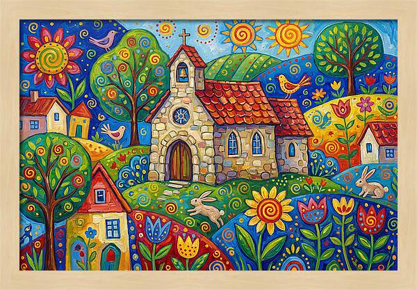 Stone Chapel In A Vibrant Landscape
