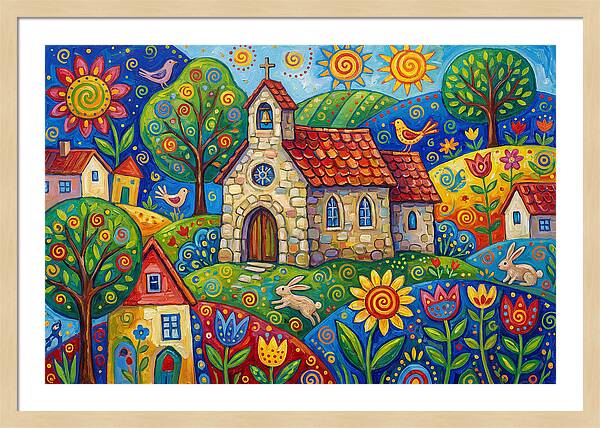 Stone Chapel In A Vibrant Landscape