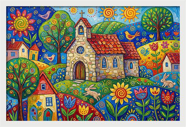 Stone Chapel In A Vibrant Landscape