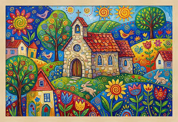 Stone Chapel In A Vibrant Landscape