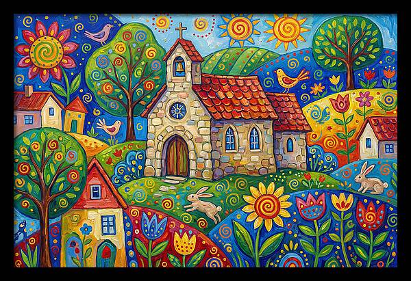 Stone Chapel In A Vibrant Landscape