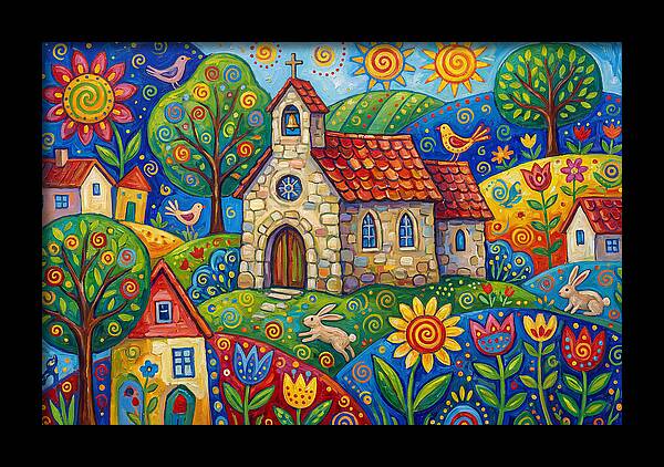 Stone Chapel In A Vibrant Landscape