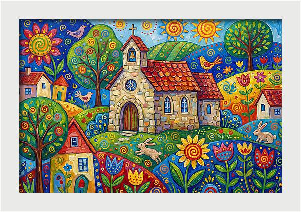 Stone Chapel In A Vibrant Landscape