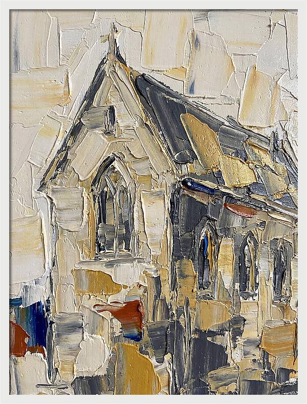 Stone Chapel In Palette Knife Style