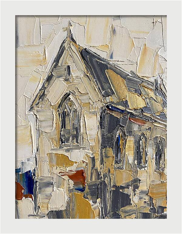 Stone Chapel In Palette Knife Style