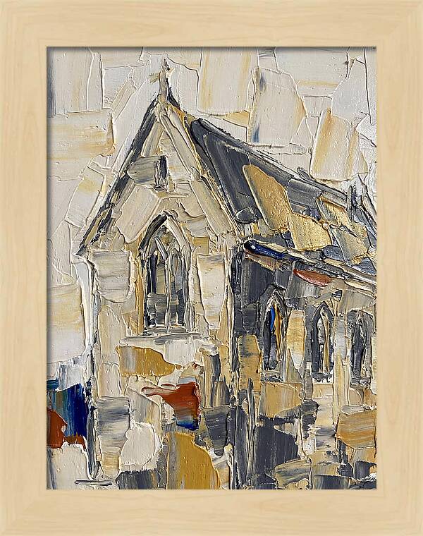 Stone Chapel In Palette Knife Style