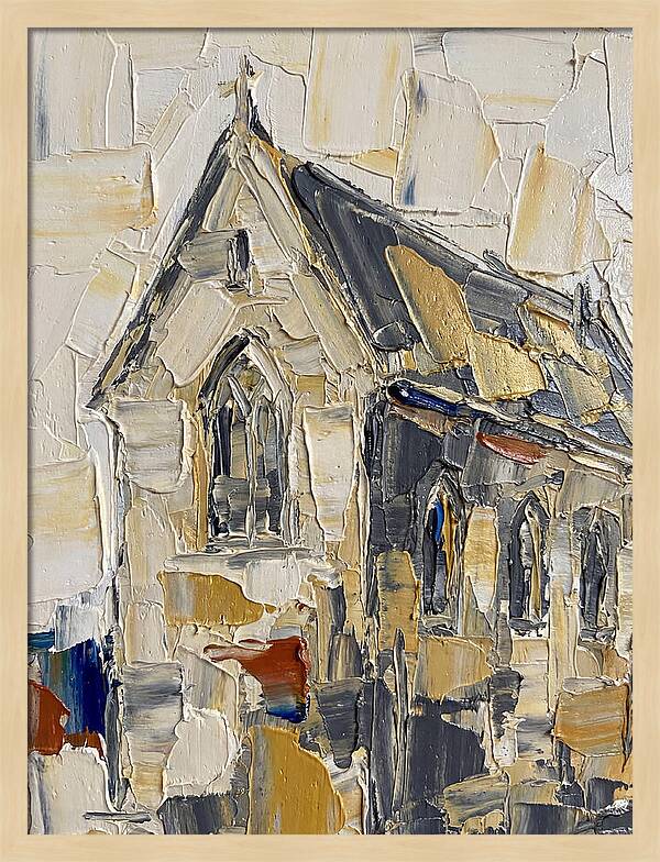 Stone Chapel In Palette Knife Style