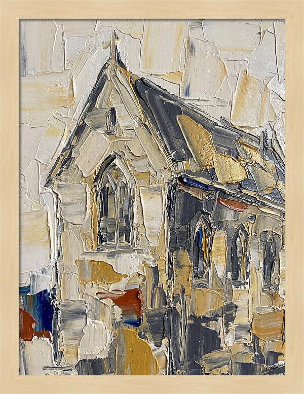 Stone Chapel In Palette Knife Style