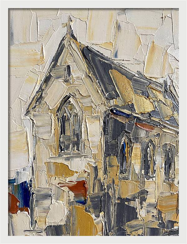 Stone Chapel In Palette Knife Style