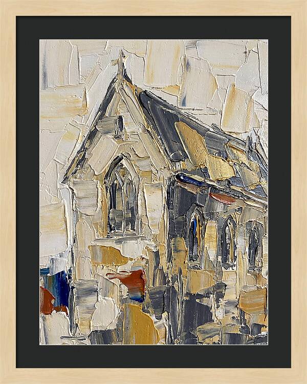Stone Chapel In Palette Knife Style