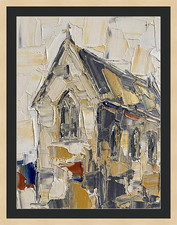 Stone Chapel In Palette Knife Style