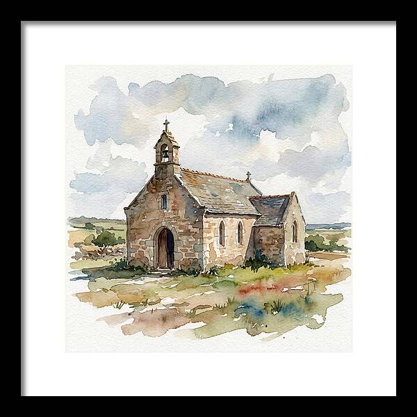 Stone Chapel In Watercolor