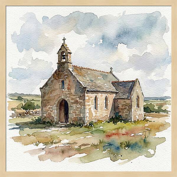 Stone Chapel In Watercolor