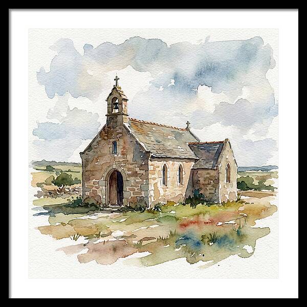Stone Chapel In Watercolor