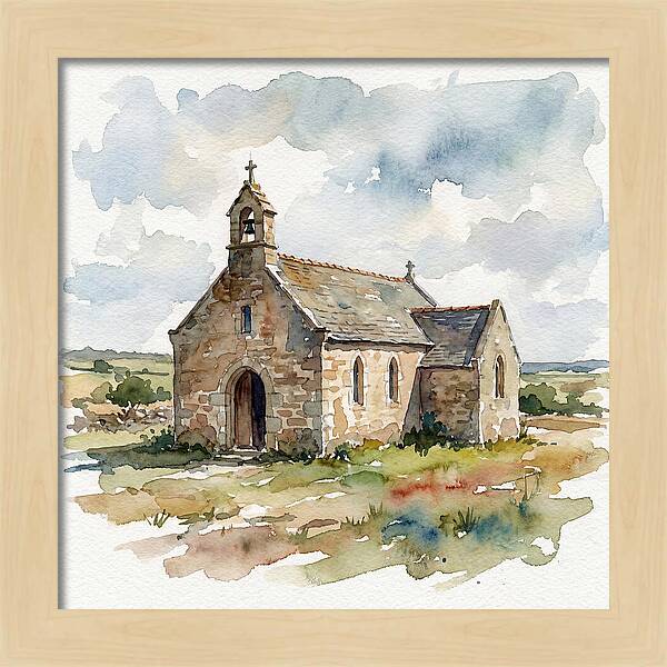 Stone Chapel In Watercolor
