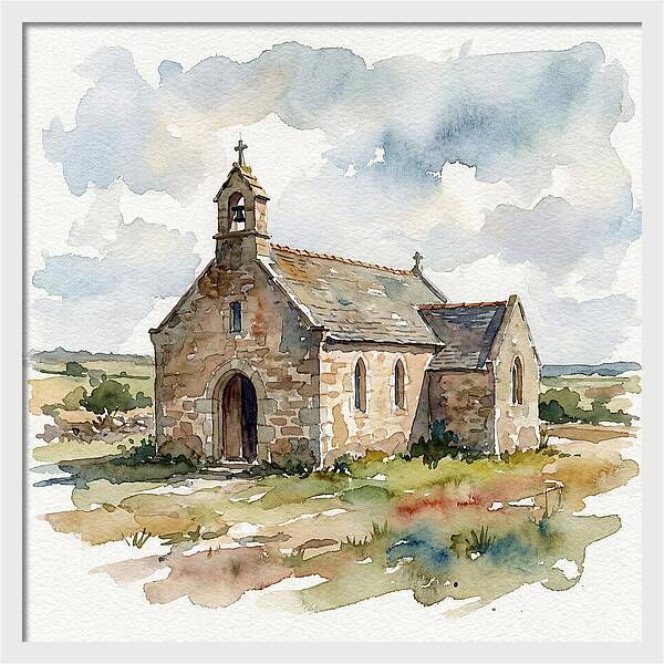 Stone Chapel In Watercolor