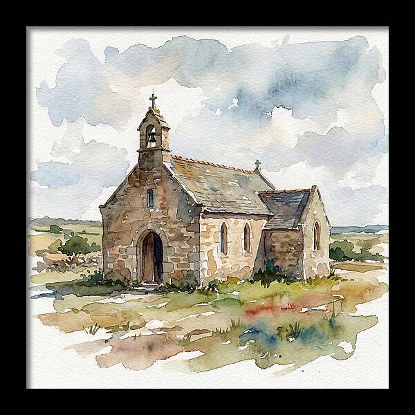Stone Chapel In Watercolor