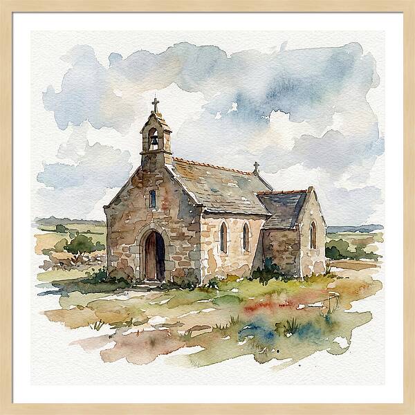 Stone Chapel In Watercolor