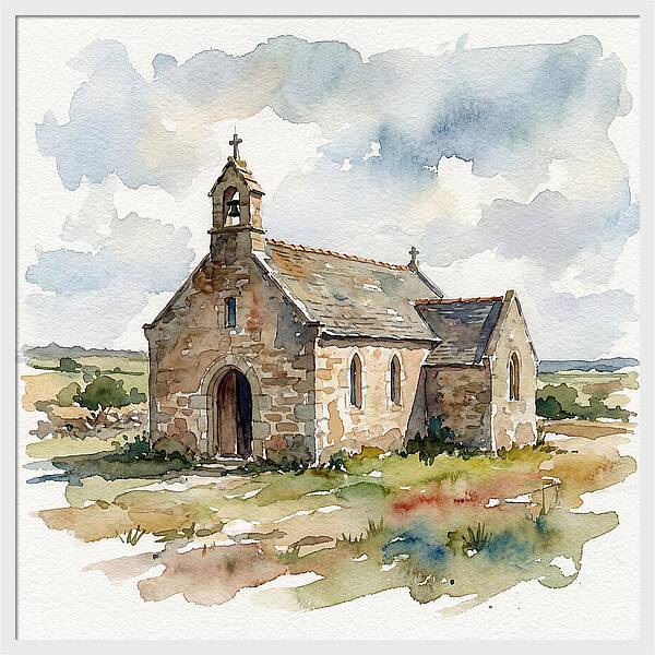 Stone Chapel In Watercolor