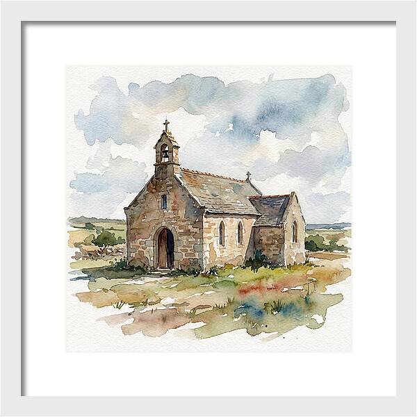 Stone Chapel In Watercolor