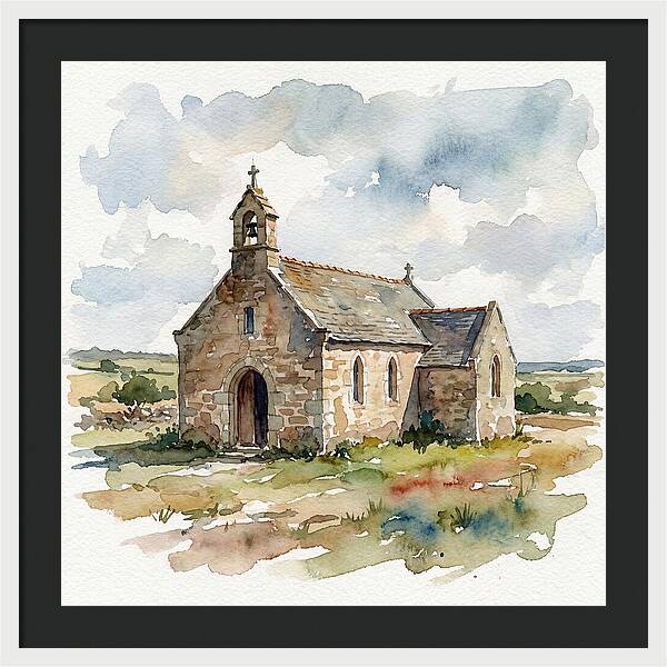Stone Chapel In Watercolor
