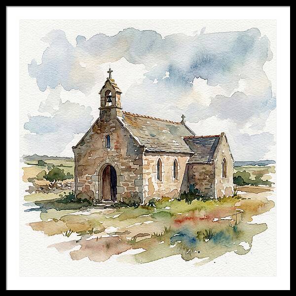 Stone Chapel In Watercolor
