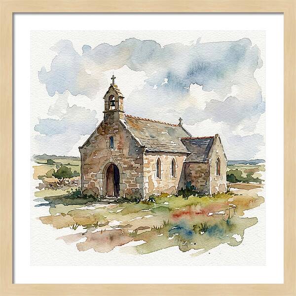 Stone Chapel In Watercolor