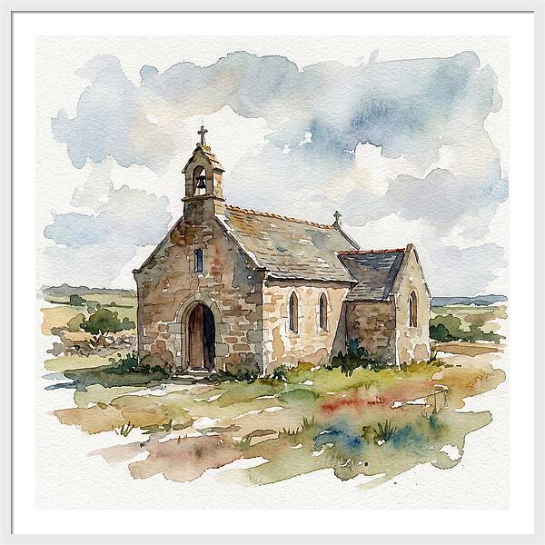 Stone Chapel In Watercolor