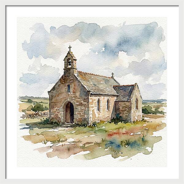 Stone Chapel In Watercolor