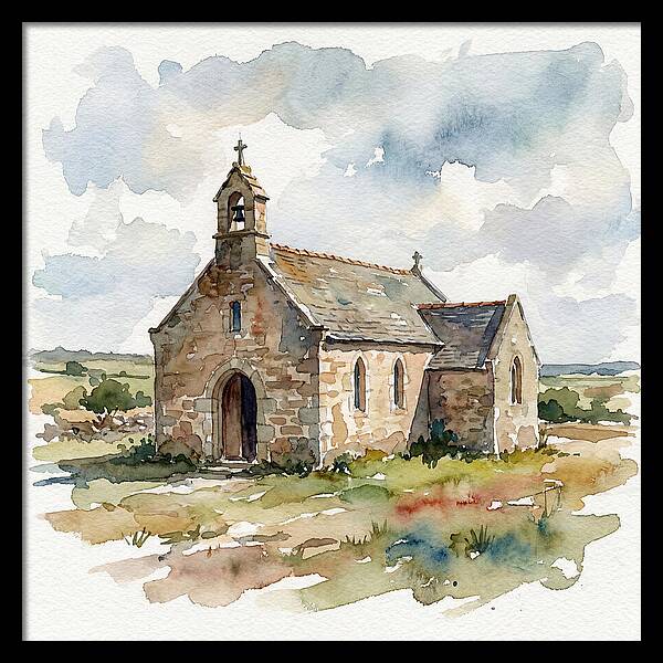Stone Chapel In Watercolor