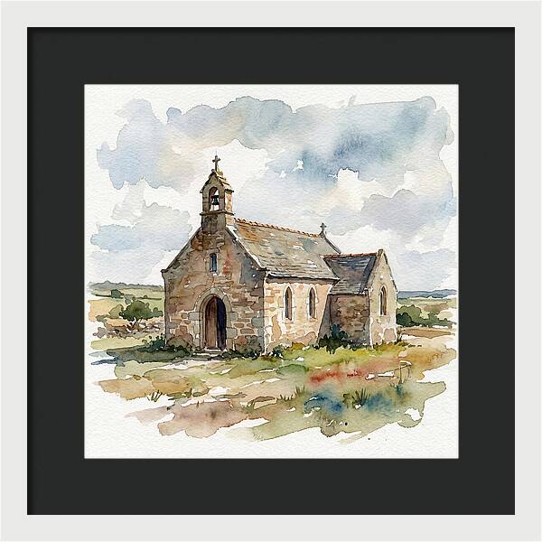 Stone Chapel In Watercolor