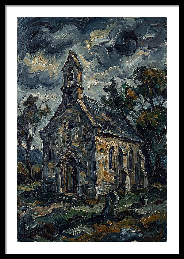 Stone Chapel Under Stormy Skies