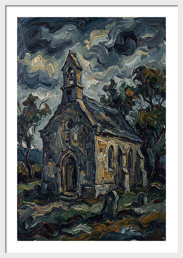 Stone Chapel Under Stormy Skies