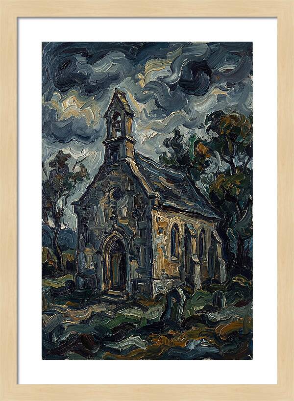 Stone Chapel Under Stormy Skies