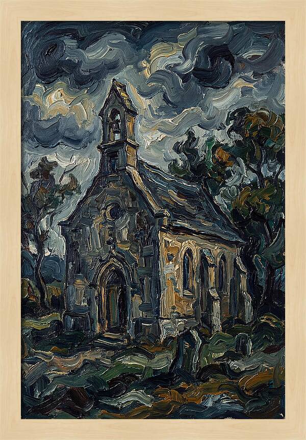 Stone Chapel Under Stormy Skies