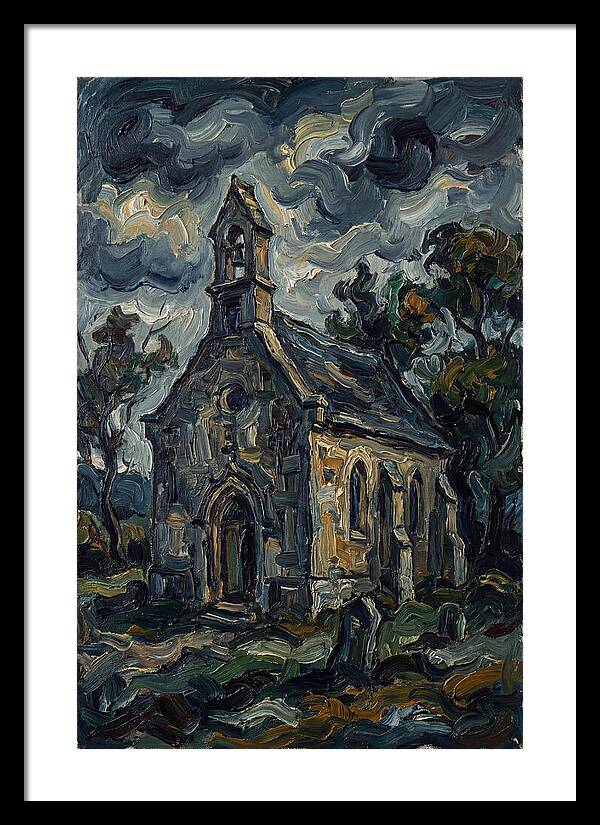Stone Chapel Under Stormy Skies