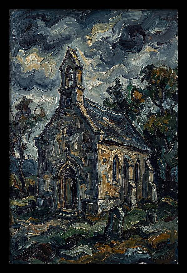 Stone Chapel Under Stormy Skies