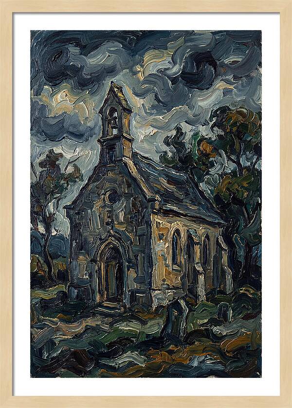 Stone Chapel Under Stormy Skies