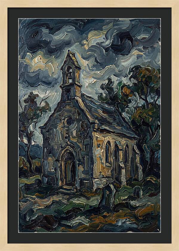 Stone Chapel Under Stormy Skies