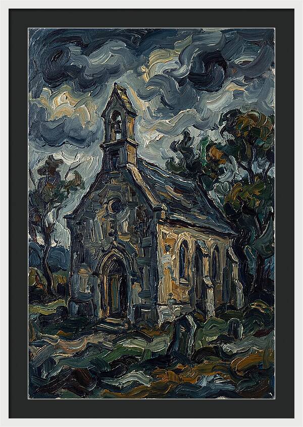 Stone Chapel Under Stormy Skies