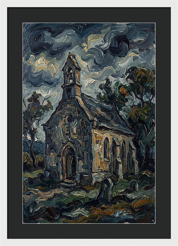 Stone Chapel Under Stormy Skies