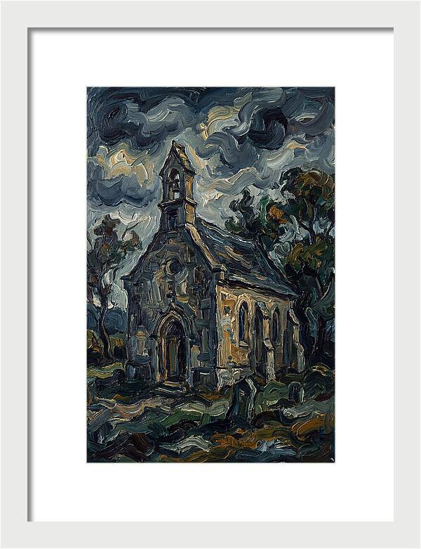 Stone Chapel Under Stormy Skies