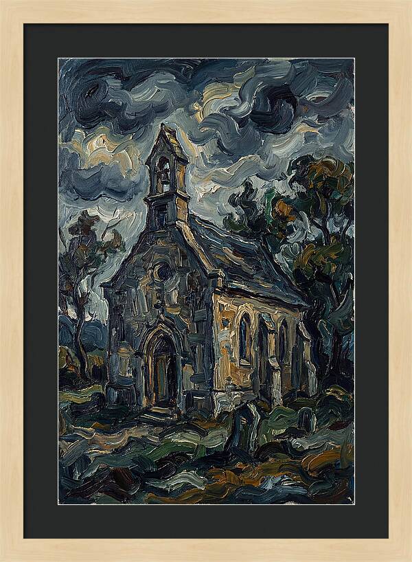 Stone Chapel Under Stormy Skies