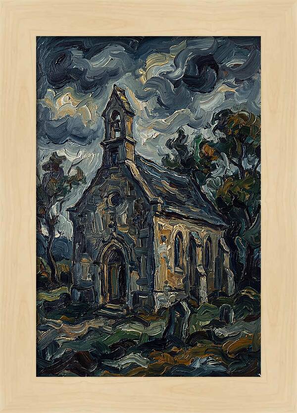 Stone Chapel Under Stormy Skies