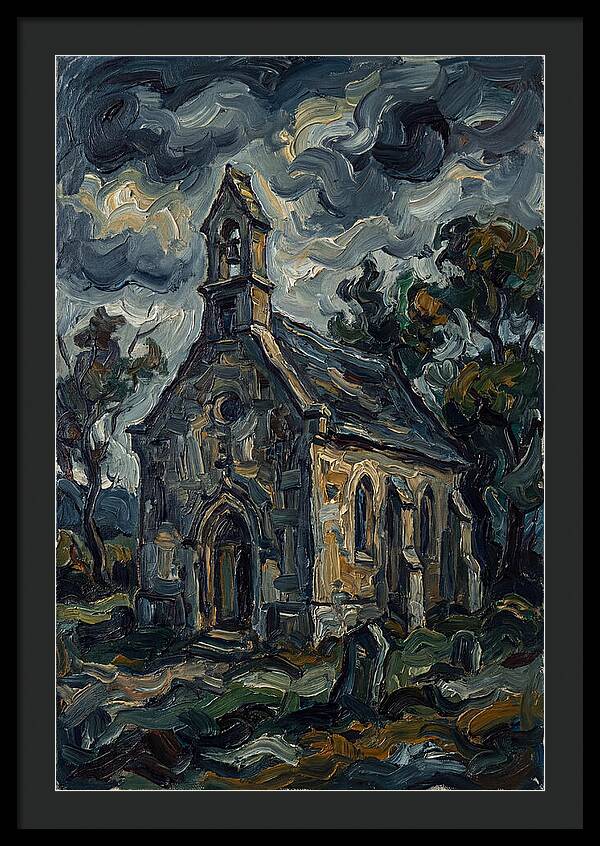 Stone Chapel Under Stormy Skies